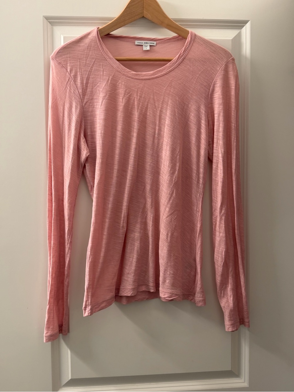 James Perse Lightweight Long-Sleeve Crewneck in Blush Pink